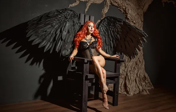 Picture redhead, pose, A Diakov George, wings black