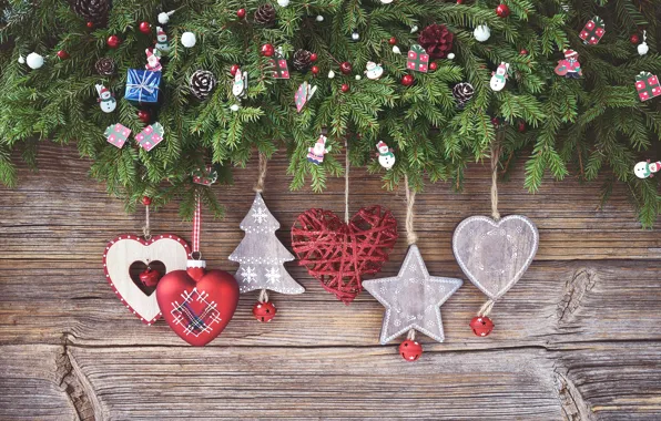 Picture decoration, heart, New Year, Christmas, Christmas, heart, wood, New Year, decoration, Merry, fir tree, fir-tree …