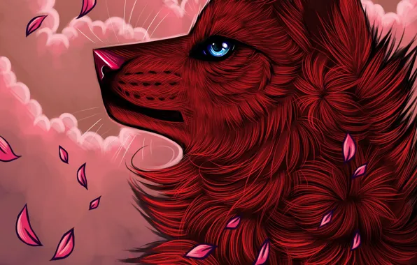 Picture petals, myarukawolf, by myarukawolf, red wolf