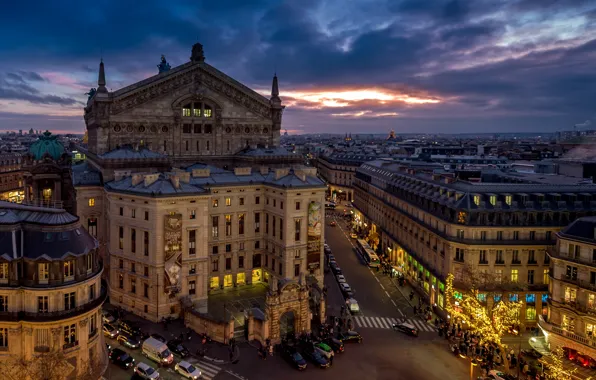 Picture France, Paris, building, road, home, the evening, Paris, Opera Garnier, France, Grand Opera, Opera Garnier, …