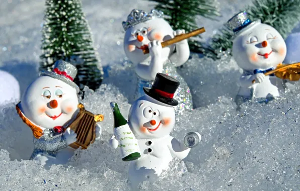 Picture snow, snowmen, figures