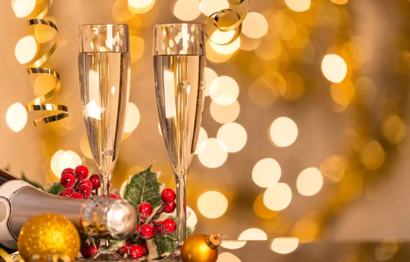 Picture background, holiday, glasses, New year, champagne