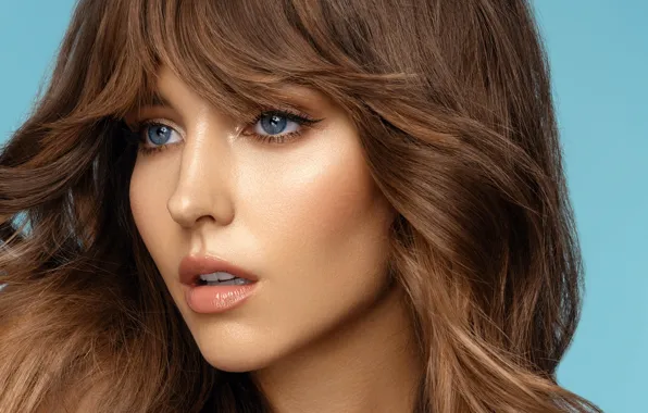Picture close-up, face, model, portrait, makeup, hairstyle, brown hair, beauty, Rachel Cook