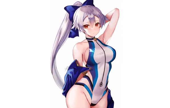 Picture Sexy, long hair, blue, anime, red eyes, pretty, swimsuit