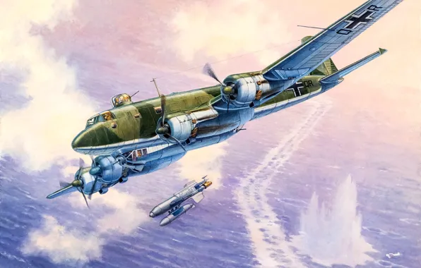 Picture Bomber, Focke-Wulf, Luftwaffe, Condor, Long-range reconnaissance, Fw-200C-6