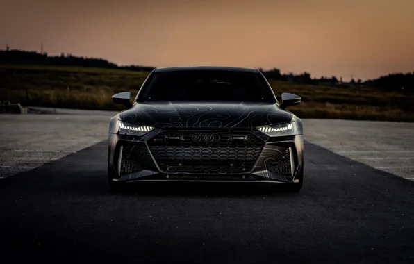 Picture Audi, black, front view, RS 7, 2020, V8 Biturbo, RS7 Sportback, 4.0 L., 962 л.с., …
