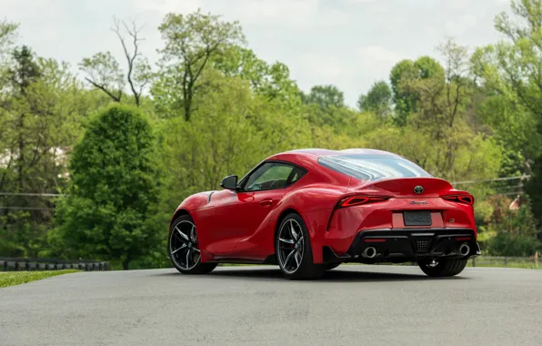 Picture red, coupe, Toyota, rear view, Supra, the fifth generation, mk5, double, 2020, 2019, GR Above, …