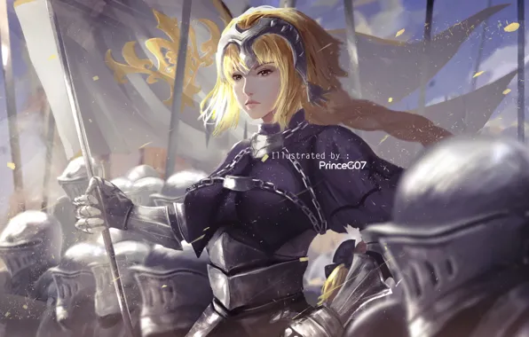Picture girl, blonde, Joan of arc, Fate / Grand Order