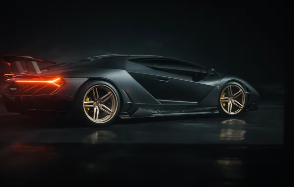 Picture rendering, lights, Lamborghini, supercar, side view, Centennial
