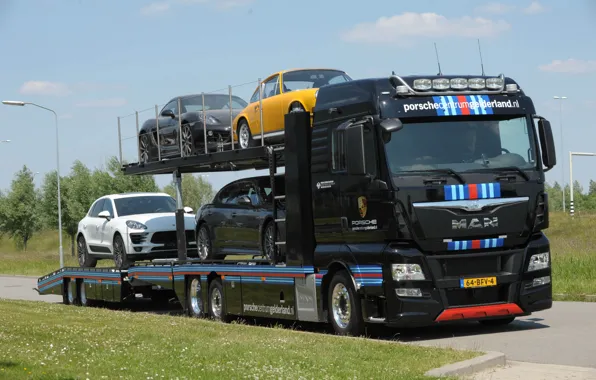 Picture car Transporter, truck, porsche, truck, Man, 6x2, 2015, Tgx, Car Transporter
