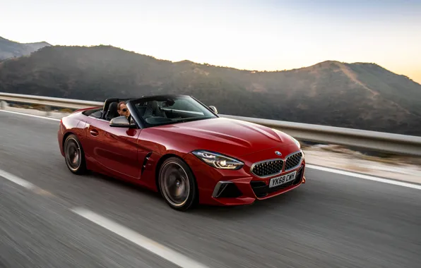 Picture red, movement, BMW, Roadster, BMW Z4, M40i, Z4, 2019, UK version, G29