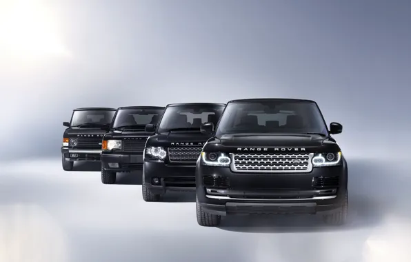 Picture Land Rover, Range Rover, Car, Black, Cars, Land Rover, Front, History, Четыре поколения