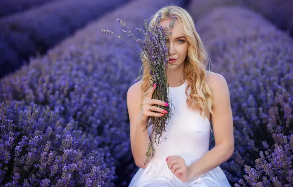 Picture field, look, mood, hands, blonde, lavender, Ivan Georgiev