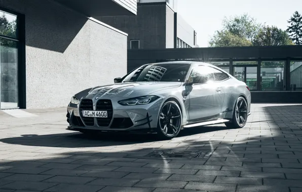Picture auto, house, Shine, bmw, silver, metal, house, metal, coupe, shines, building, shine, competition, ac schnitzer