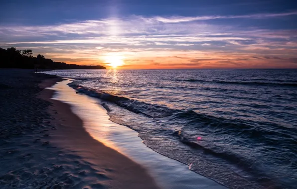 Picture sea, sunset, shore