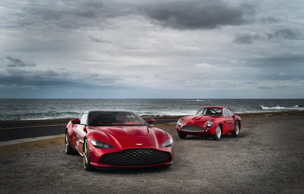 Picture Aston Martin, red, on the shore, Zagato, 2020, DB4 GT Zagato Continuation, DBS GT Zagato