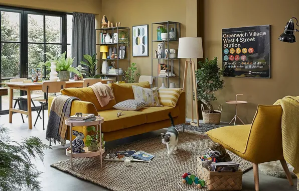 Picture stylish, interior, living room, cozy, dining room, by John Lewis & Partners, family campaign