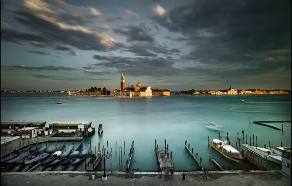 Picture the city, home, boats, Italy, Venice, channel, promenade, gondola, The Grand canal