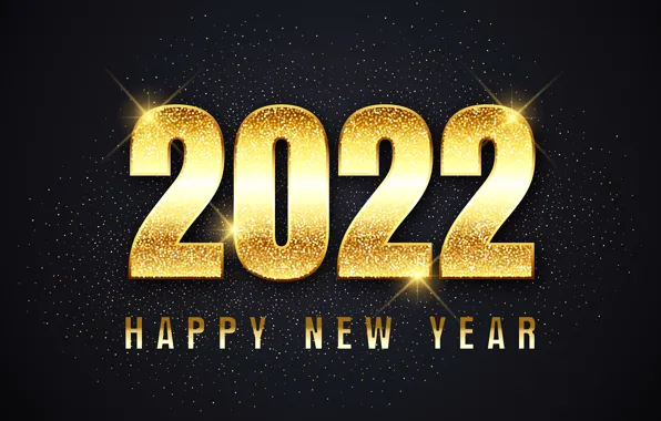 Picture gold, New year, golden, black background, new year, happy, decoration, sparkling, 2022