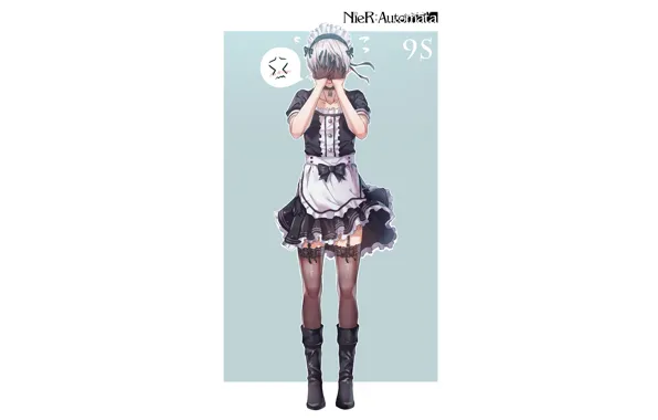 Picture boy, art, the trick, eye patch, the maid, Nier Automata, YoRHa No 9 Type S