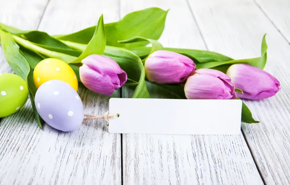 Picture flowers, Easter, tulips, happy, flowers, tulips, Easter, purple, eggs