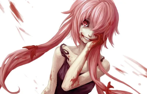 Picture spot, red eyes, madness, Mirai Nikki, future diary, Yuno Gasai, obsessed, hell of a grin, …