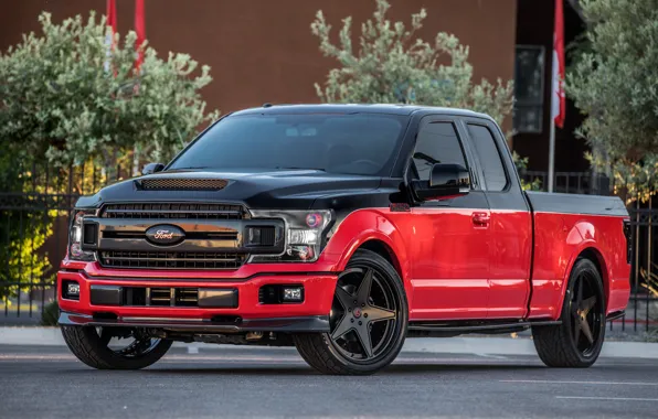 Picture Ford, Red, Front, Black, F-150, Pickup, SEMA 2017, RK Sport