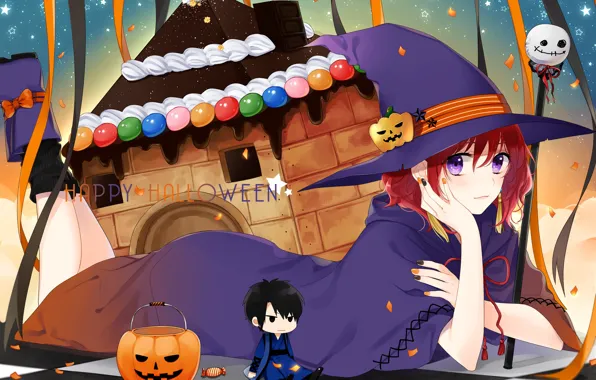 Picture pumpkin, halloween, lying on the floor, witch hat, Dawn Yona, Yona, Akatsuki no Yona, Last …
