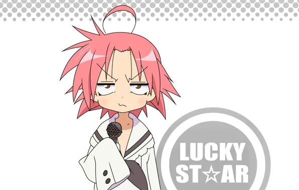 Picture microphone, schoolgirl, red hair, Lucky Star, Lucky star, squabbles, curly forelock, Akira Kogami
