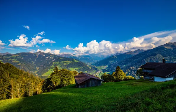 Picture clouds, mountains, Switzerland, Alps