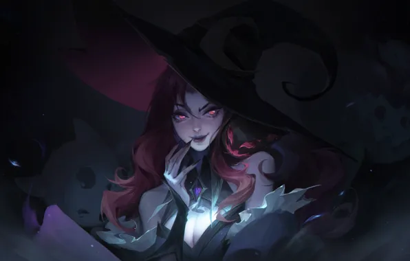Picture girl, darkness, hat, League Of Legends, Miss Fortune