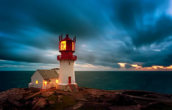 Picture sea, the sky, lighthouse, Norway, Norway, Lindesnes Lighthouse, Lindesnes Lighthouse, The Skagerrak Strait, Skagerrak Strait, …