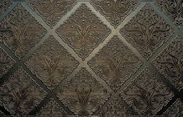 Picture metal, background, pattern, Shine, texture, cell, squares, ornament, relief, bronze, chasing