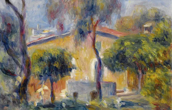 Picture landscape, picture, 1908, Pierre Auguste Renoir, Pierre Auguste Renoir, The house in Cagnes-Sur-Mer