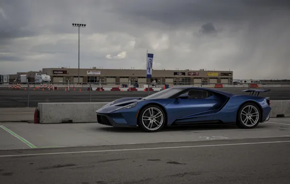 Picture the sky, asphalt, blue, overcast, Ford, Ford GT