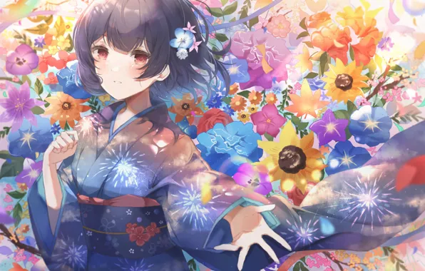 Picture girl, flowers, The iDOLM@STER: Shiny Colors, Morino Rinze