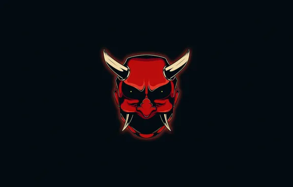 Picture Minimalism, Style, Background, Mask, Horns, Art, Art, Devil, Style, Background, Minimalism, The devil, Mask, Horns