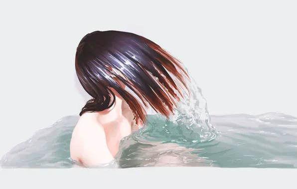 Picture Water, Girl, Figure, Hair, Bathroom, Art, Mermaid, Illustration, bathtub, Itaveli, by Itaveli