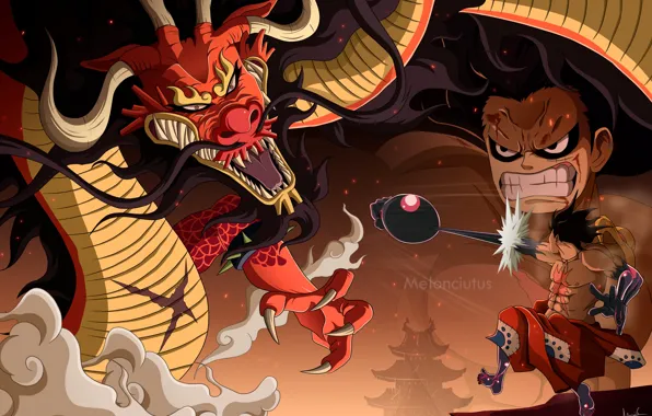 Picture dragon, anime, guy, One Piece