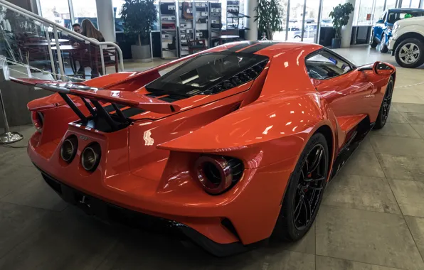 Picture orange, Ford GT, sports car, rear view, 2020 Ford GT