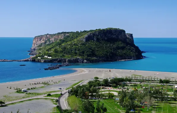 Picture beach, sky, trees, sea, landscape, Italy, island, Calabria, Praia a Mare, The island of Dino