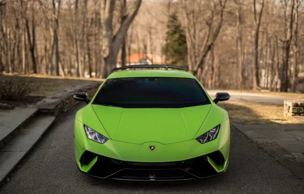 Picture Lamborghini, Green, Front, Face, VAG, Huracan