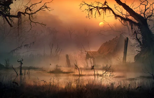 Picture swamp, the stench, Vladimir Manyukhin, The swamp witch