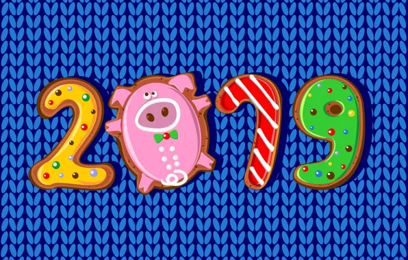 Picture colorful, New Year, figures, background, New Year, Happy, pig, 2019