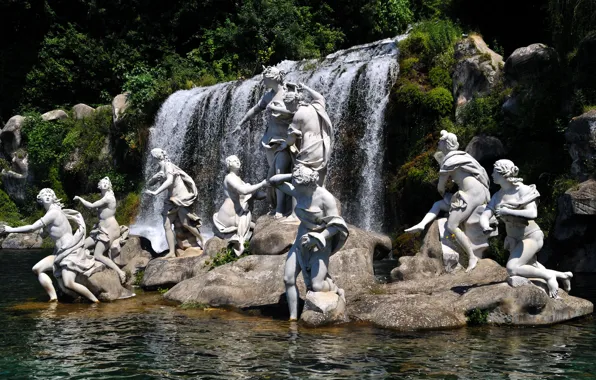 Picture Park, Italy, cascade, fountains, Royal Palace, Caserta