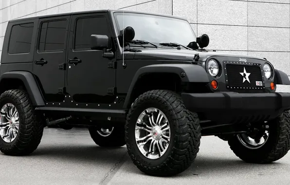 Picture black, the building, Jeep Wrangler
