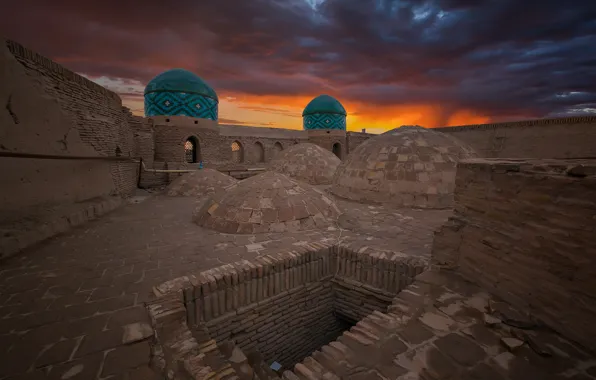 Picture wall, glow, the dome, Uzbekistan, Khiva