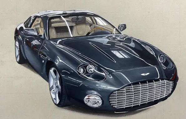 Picture Aston Martin, Black, Figure, Car, Art, Front, 2022, Aston Martin DB7 Zagato