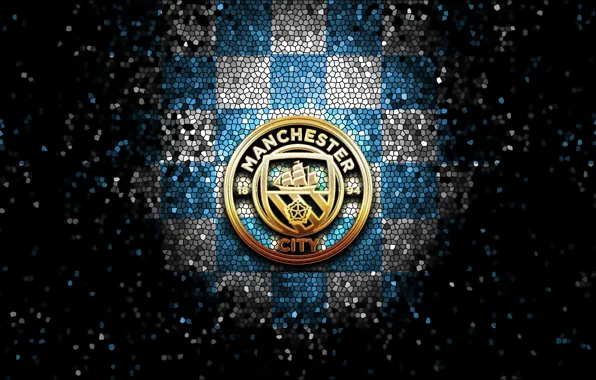 Picture wallpaper, sport, logo, football, Manchester City, glitter, checkered