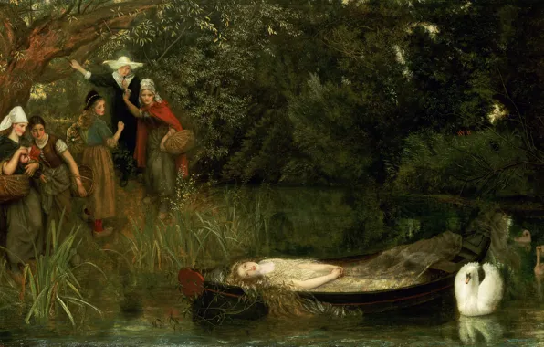 Picture Swan, Arthur Hughes, Lady Shallot, 1872-1873